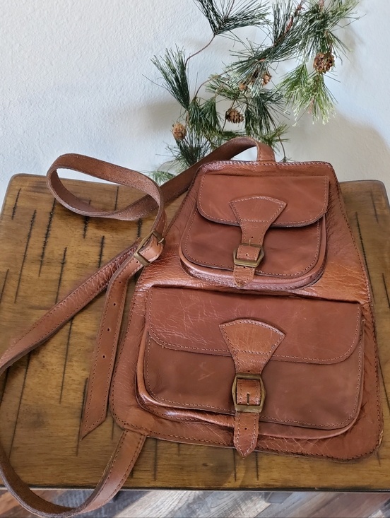 Handbags - Vintage Handmade Full Grain Leather Messenger Crossbody Bag Satchel Brown